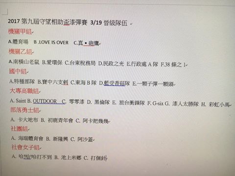 2017台東守望相助盃漆彈錦標賽-
